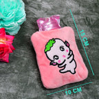 Internal view of the Pink Hot Water Bag, showing the cap and rubber bottle.