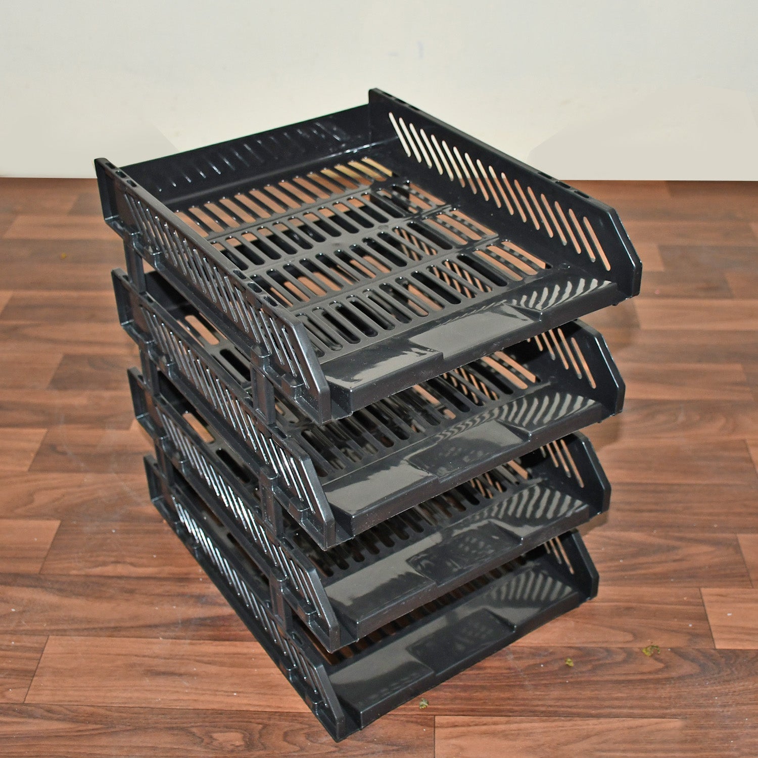 Close-up of the file rack's storage layers efficiently organized with files.