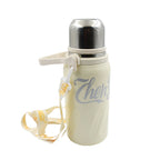 Showing the sweat-proof exterior of the vacuum insulated water bottle for a firm grip.