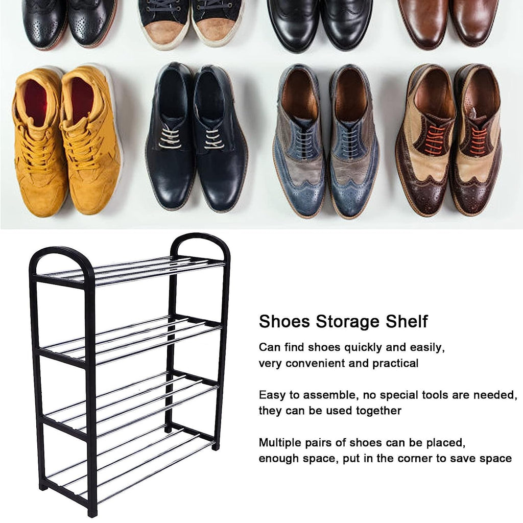 Scale reference of the compact shoe stand, illustrating its ideal fit for small spaces.