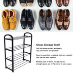 Scale reference of the compact shoe stand, illustrating its ideal fit for small spaces.
