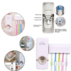 Side profile of the compact wall-mounted automatic toothpaste dispenser and multi-slot toothbrush holder.