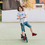 Compact folded kids scooter, easy to carry and store.