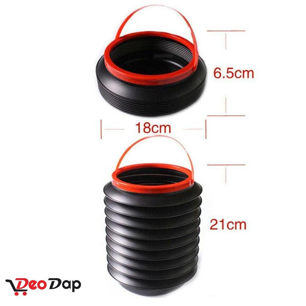 Portable car storage organiser showing its dimensions (18x5.5cm before stretch).