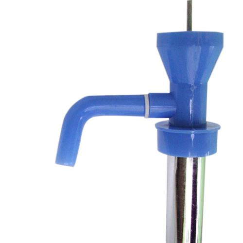 Durable stainless steel kitchen oil pump standing upright on a clean surface.