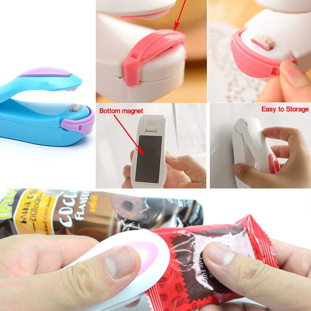 The mini heat sealer creating a secure, transparent seal on a plastic bag.