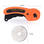 Rotary blade cutter with adjustable blade guard and ergonomic handle
