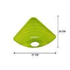 Efficient triangular strainer for kitchen sink waste and organization.