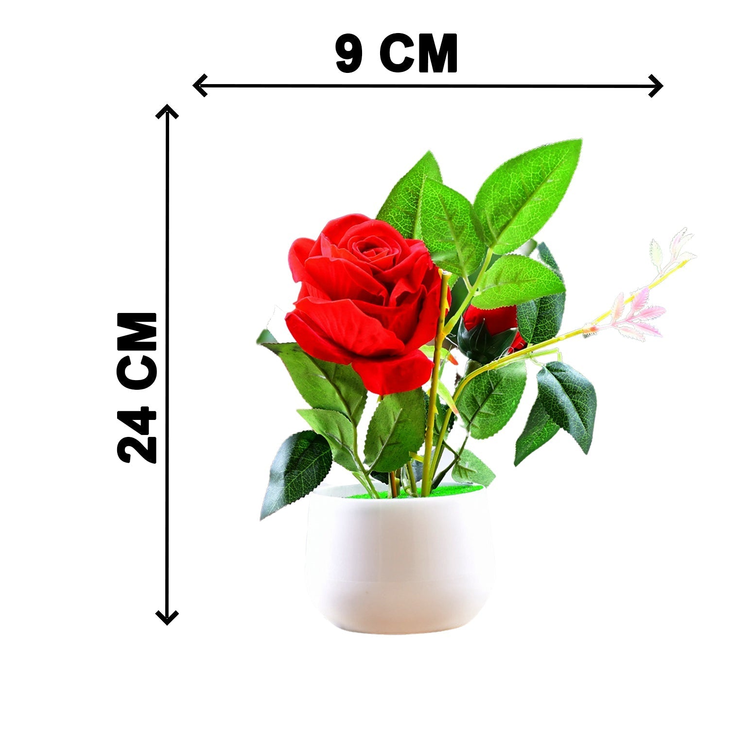 Beautiful artificial rose plant in a pot, adding a pop of color to any space.