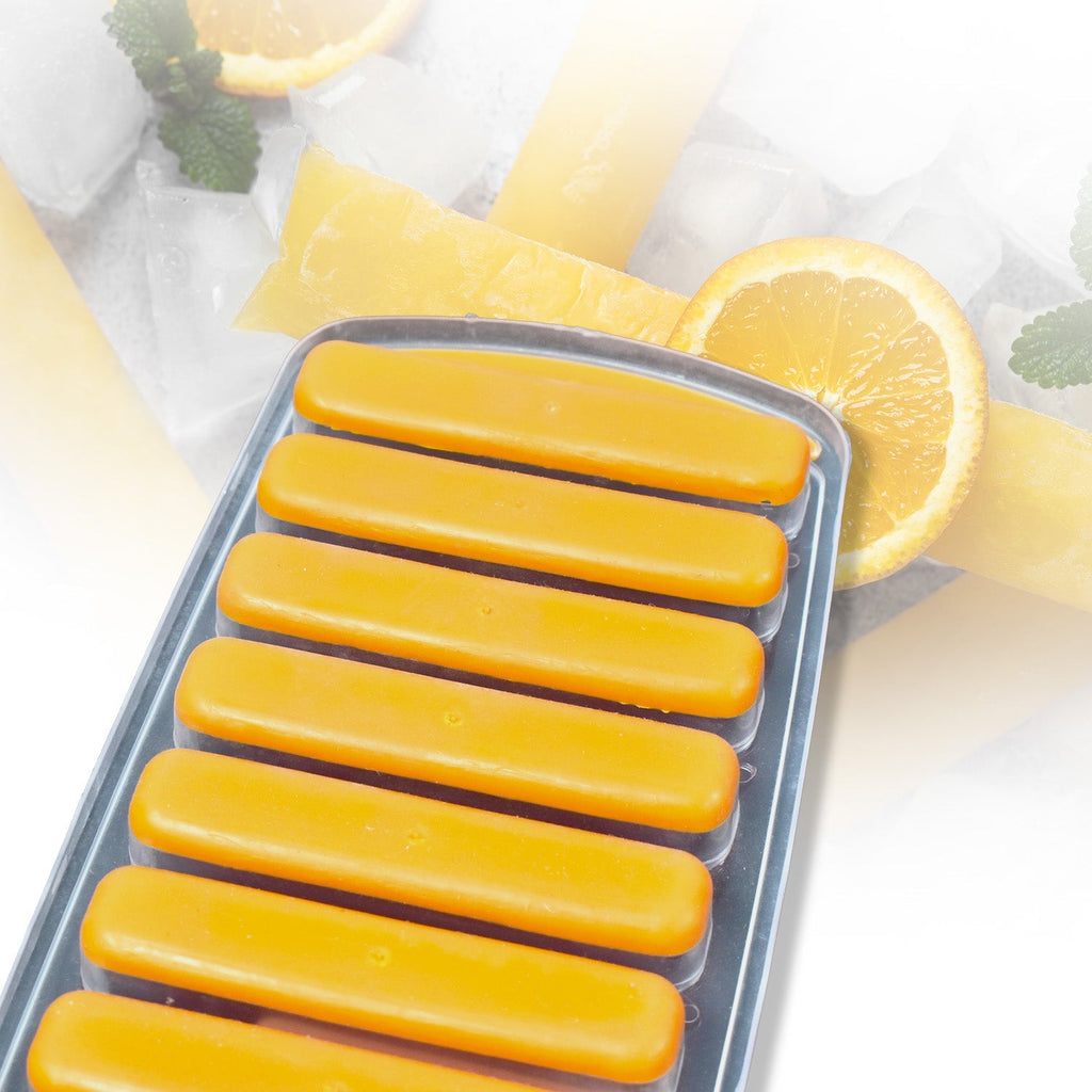 Hand demonstrating the easy push-out feature of the ice stick tray.