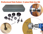 Multiple BoltForce wood hole saws displayed, highlighting various diameters for woodworking.