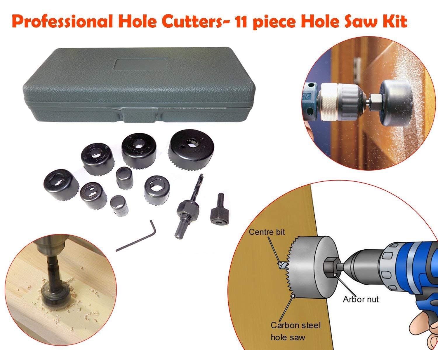 Multiple BoltForce wood hole saws displayed, highlighting various diameters for woodworking.