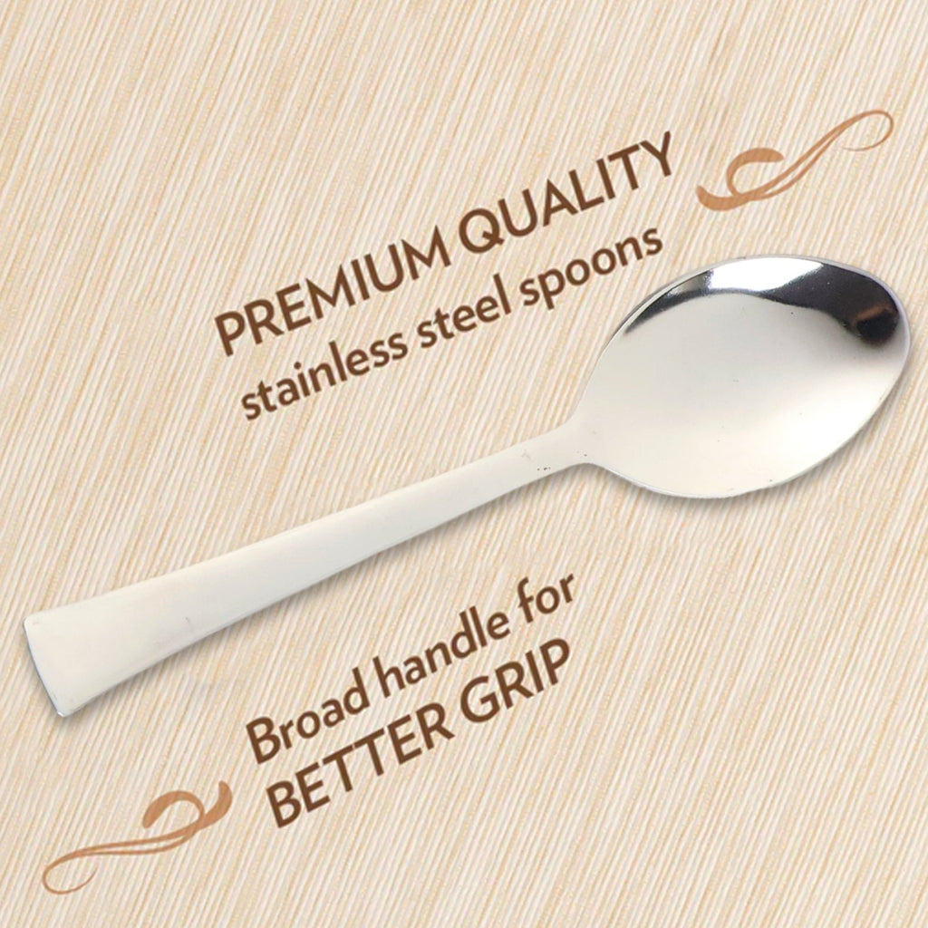 Single modern dining spoon with an easy-grip handle