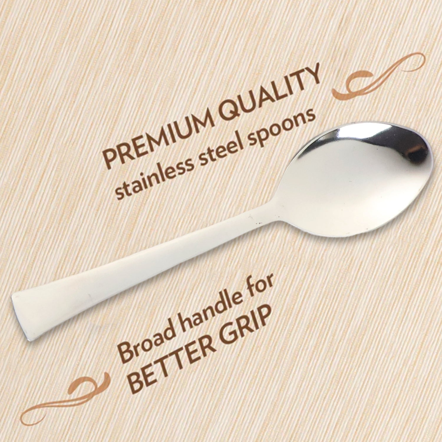Single modern dining spoon with an easy-grip handle