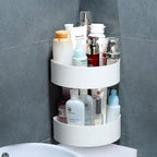 Kitchen corner storage shelf with self-adhesive backing.