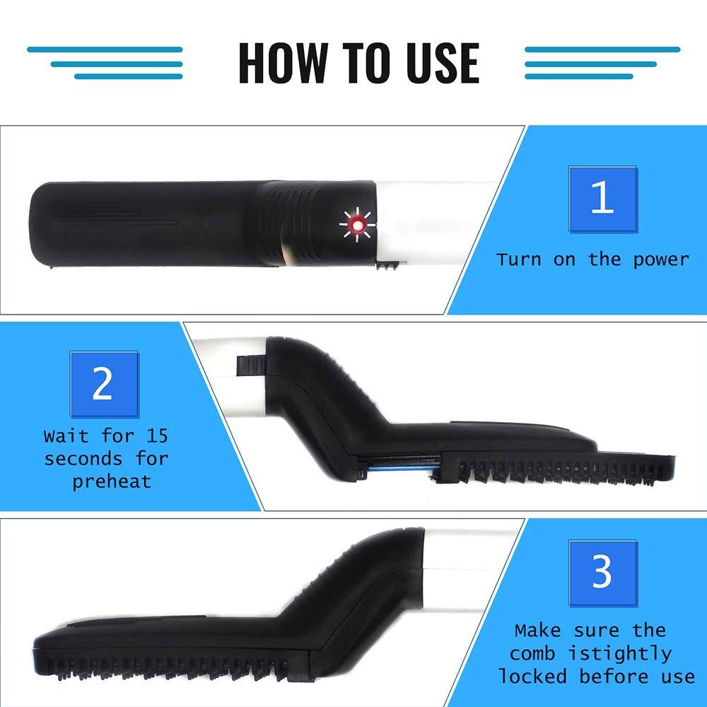 Detailed view of the Men's Hair & Beard Straightener's control buttons and power indicator.