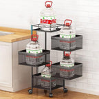 Side view of the rust-resistant metal kitchen organizer trolley, highlighting its durable construction.
