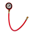 Durable tire inflator gauge with a clear analog display for vehicles.