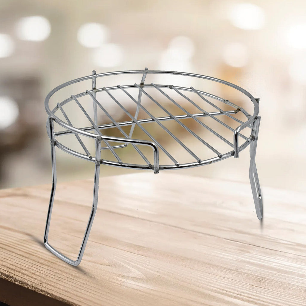 Multiple views of the heavy-duty Stainless Steel Pot Stand in various settings.
