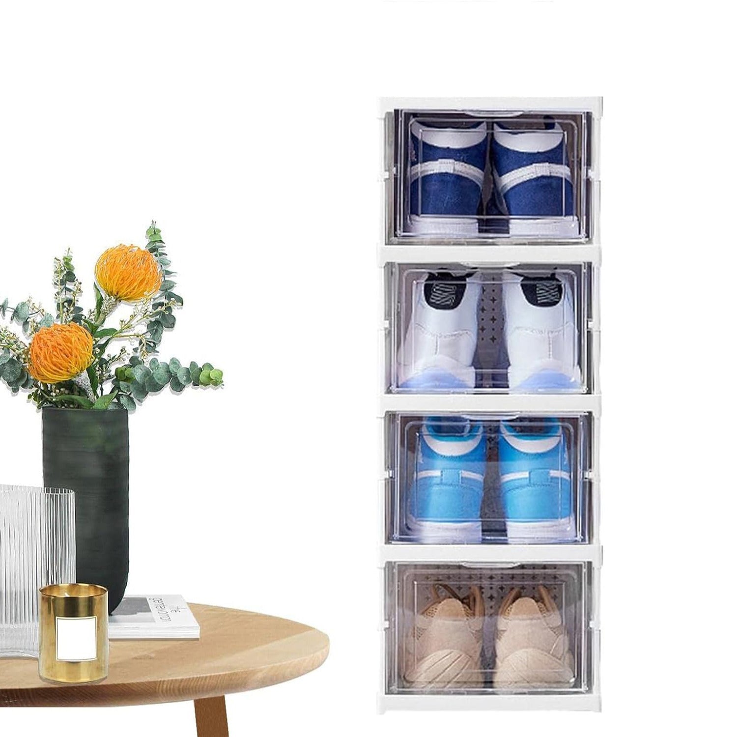 Durable ABS casters at the base of the storage rack, highlighting its smooth and quiet mobility.
