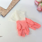 Pair of medium reusable household cleaning gloves laid out flat