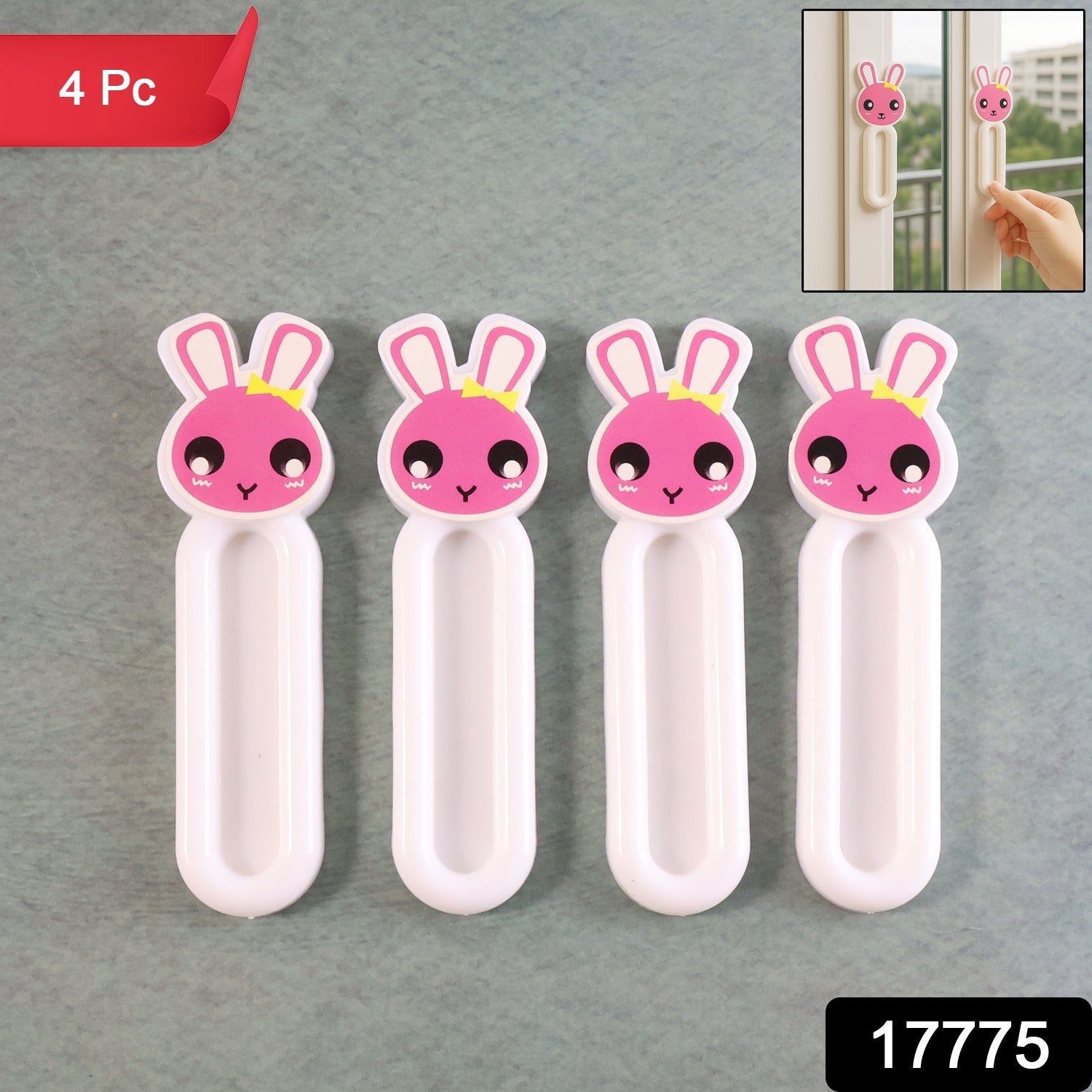 Door pull set on wooden cabinet using self stick push pull helper handles