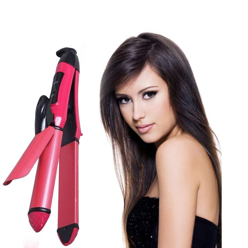 2-in-1 hair straightener and curler for women, showcasing both functions.