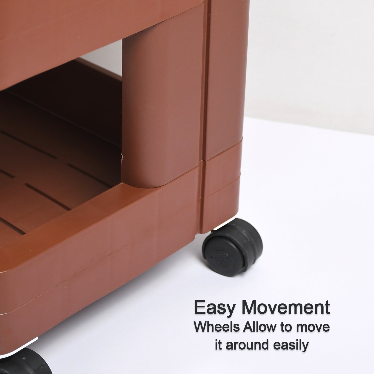 Compact plastic serving trolley ideal for small kitchen and bar spaces.