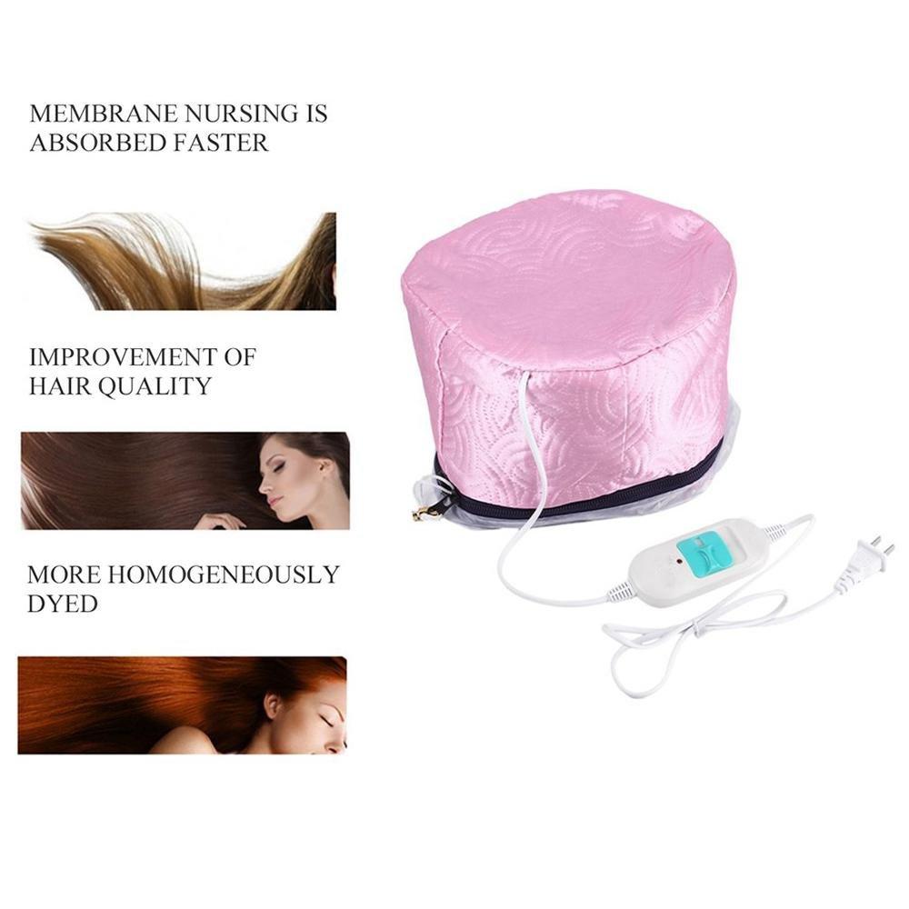 Person enjoying a relaxing hair spa with the nourishing thermal cap.