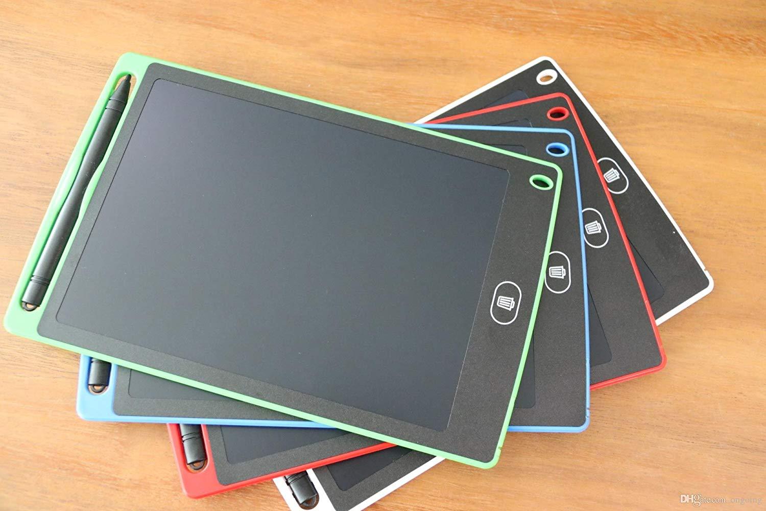 Mess-free writing pad with a one-button clear function.