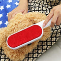 Double-sided pet hair remover brush with self-cleaning base for efficient fur removal.