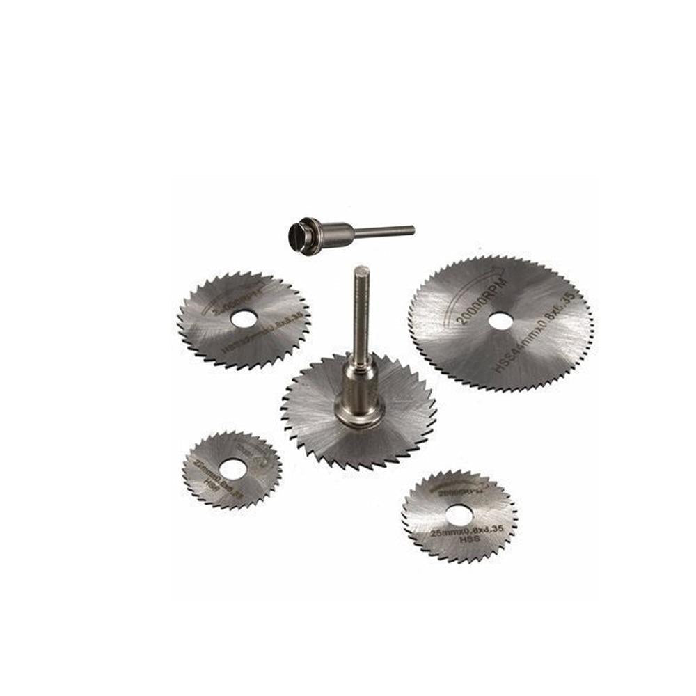 The complete BoltForce 6-piece HSS cutting disc set, ready for use.