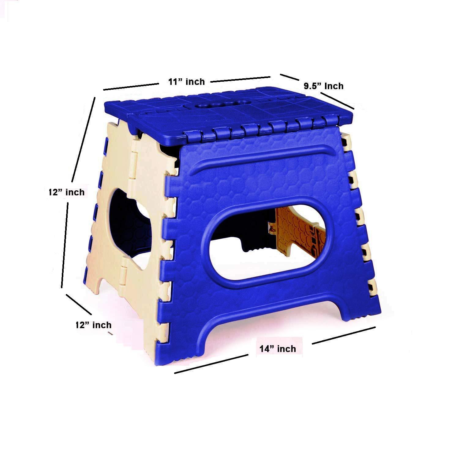 Top view of the 12 inch folding step stool's anti-skid surface and handle.