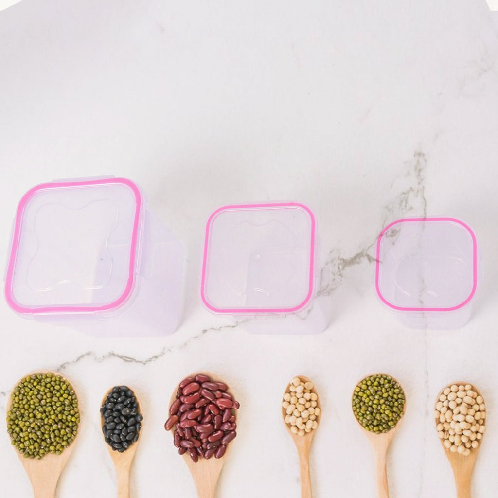 Food grade plastic kitchen storage containers with multi-lock lids