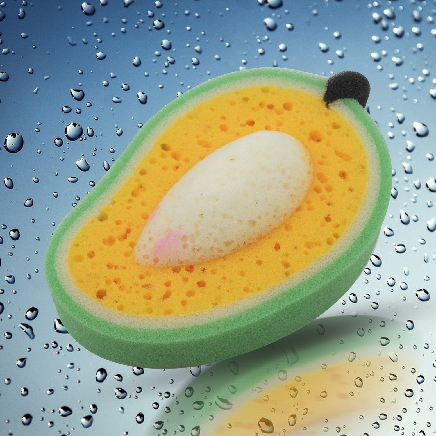 Soft texture of the Mango Dish Sponge, gentle on surfaces yet tough on grime.