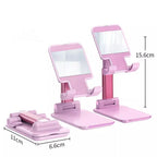 Portable desktop phone stand folded flat, highlighting its travel-friendly design.
