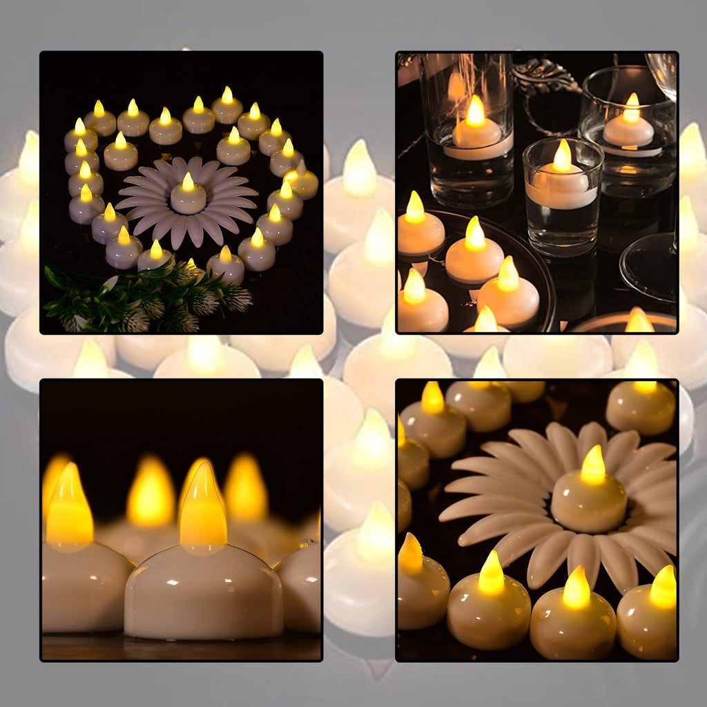 Set of 12 water-floating flameless candles