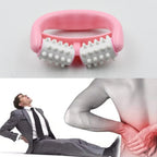 Ergonomic plastic cellulite roller for full body massage.
