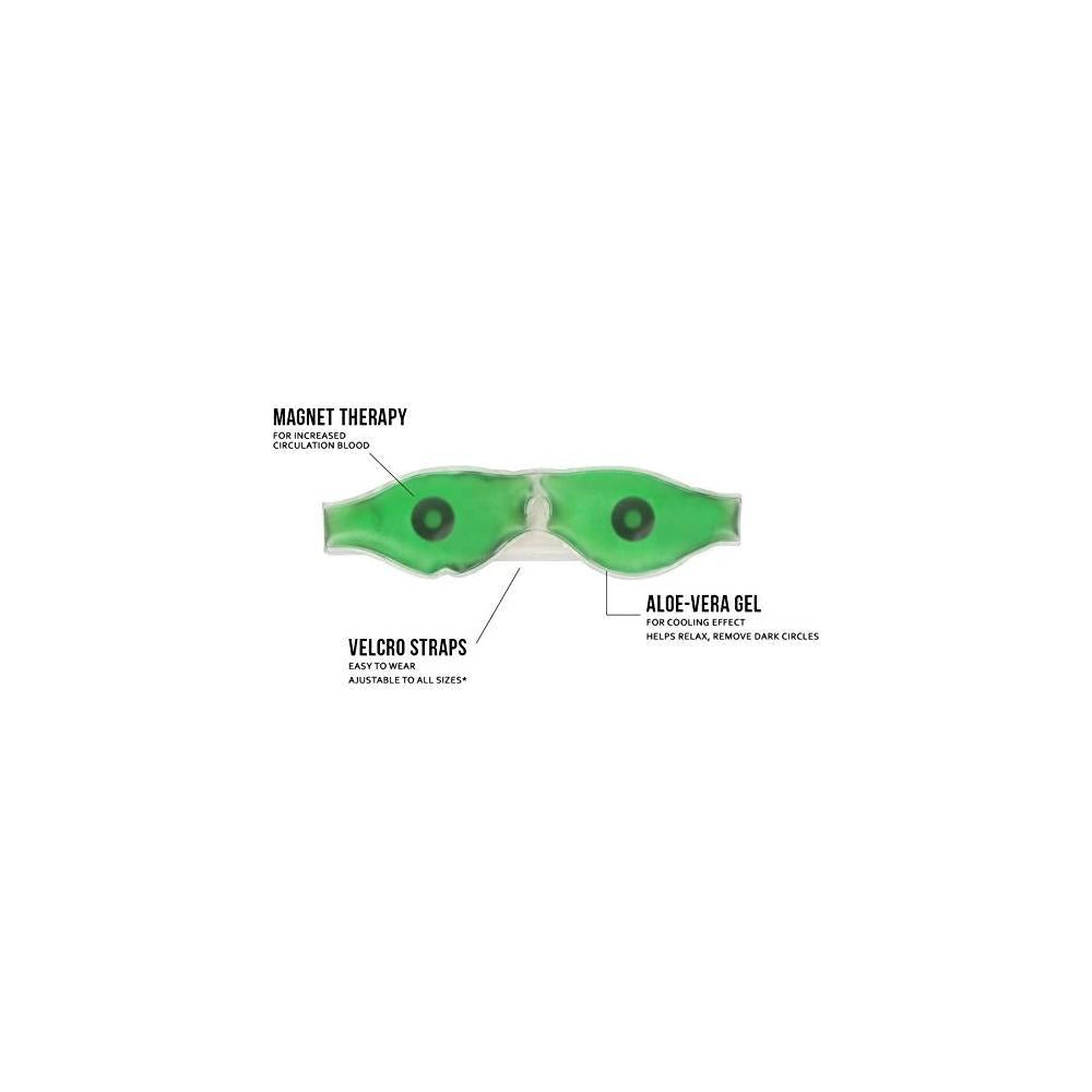 Relaxing green eye mask on a clean surface, emphasizing its calming benefits.