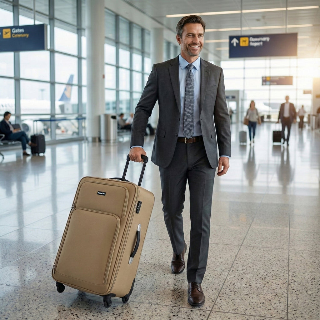 Luggage set rolled smoothly on multi-directional wheels for effortless travel