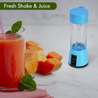 Lightweight portable juicer designed for travel, camping, or office use.