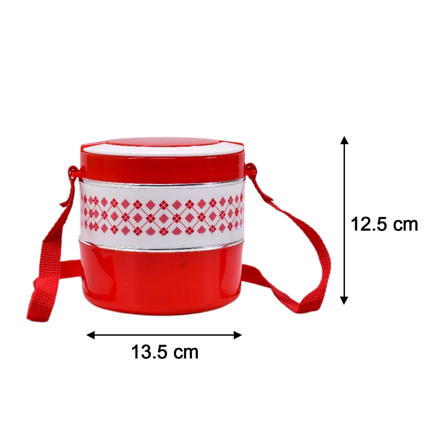 Blue 2-layer insulated tiffin box, with separate containers displayed.