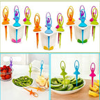 A stylish display of the Dancing Doll fruit fork set, showcasing its compact design.