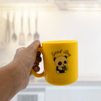 Beautifully packaged designer coffee mug with a unique design and spoon.