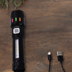 LED flashlight displaying multiple lighting modes for versatile use
