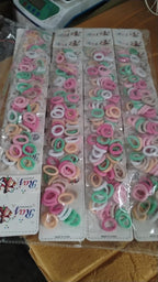 Assorted colorful fabric-covered elastic hair bands for children