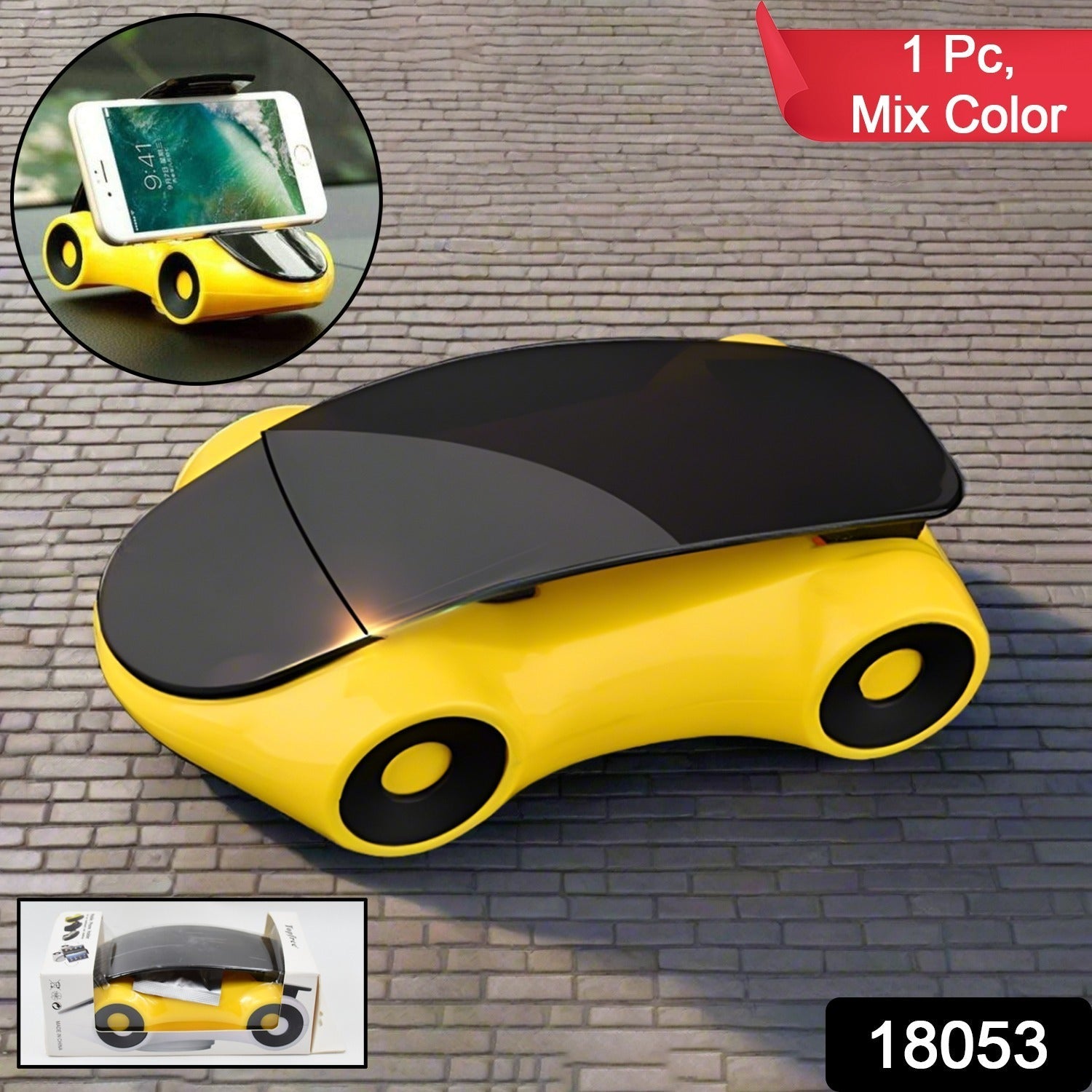 Black sports car phone holder demonstrating its 360-degree rotation.