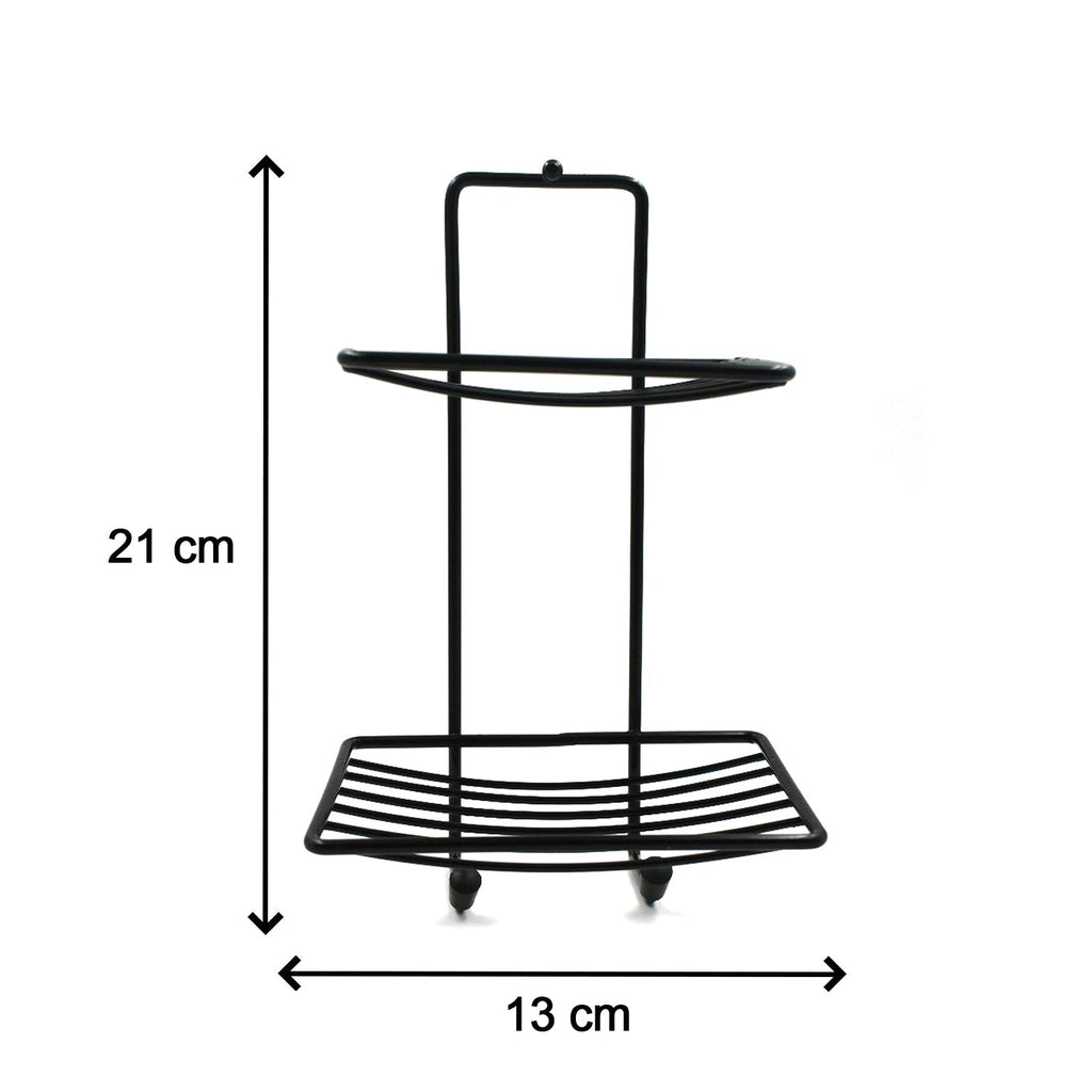 Close-up of the compact 2-layer stainless steel soap holder.