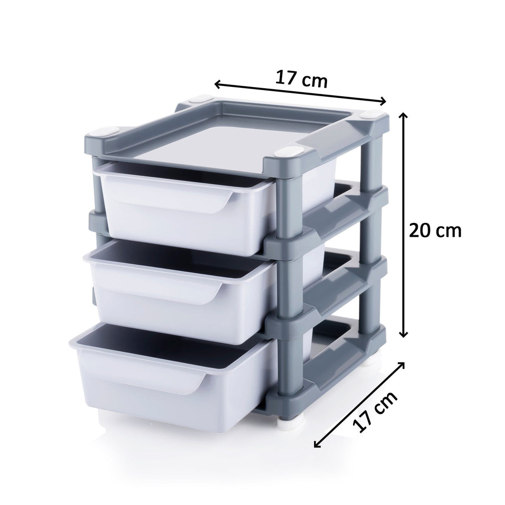 A neat arrangement of cosmetics stored in the practical 3-layer drawer.