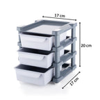A neat arrangement of cosmetics stored in the practical 3-layer drawer.